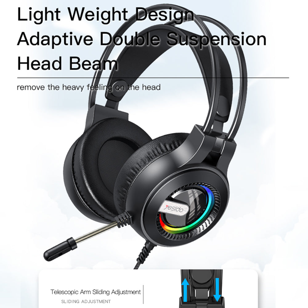 YESIDO EK02 Computer Gaming Headset Hovedtelefon Over-ear øretelefon med mikrofon YESIDO EK02 Computer Gaming Headset Hovedtelefon Over-ear øretelefon med mikrofon